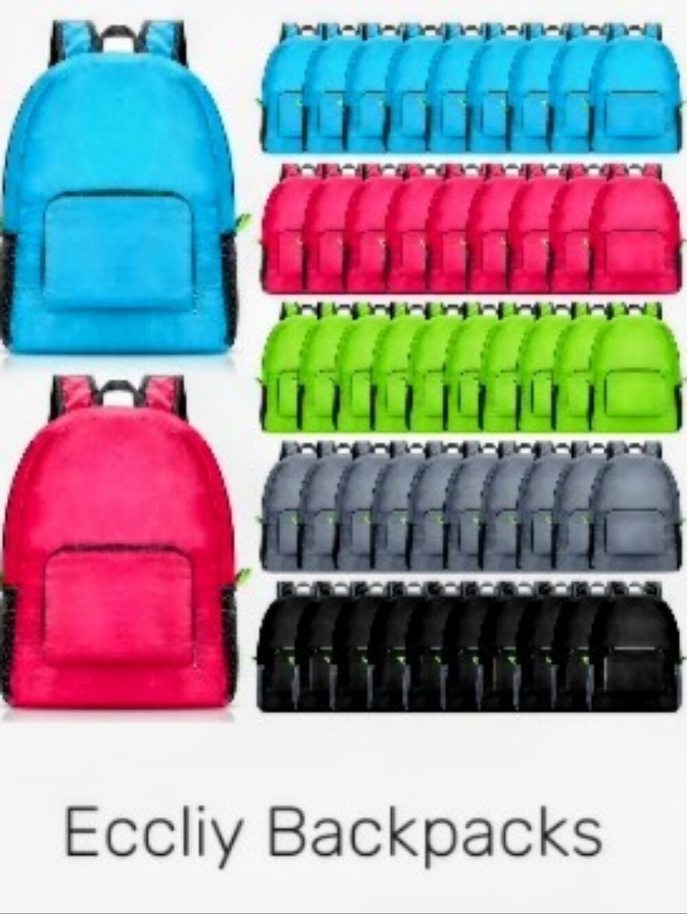 Kids Backpack /Adult- Bright Blue, Pink, Green, Gray, Black Options